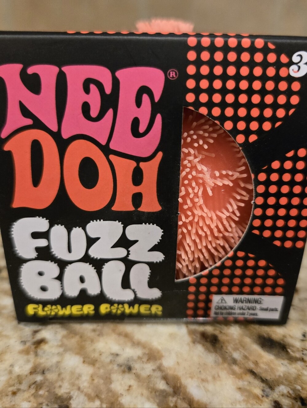 Needoh Fuzz Ball - Flower Power - The Velvet Squeeze - Kids Toy - Orange - BNWT